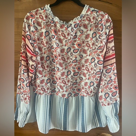 Boho mixed fabric blouse - Picture 2 of 5